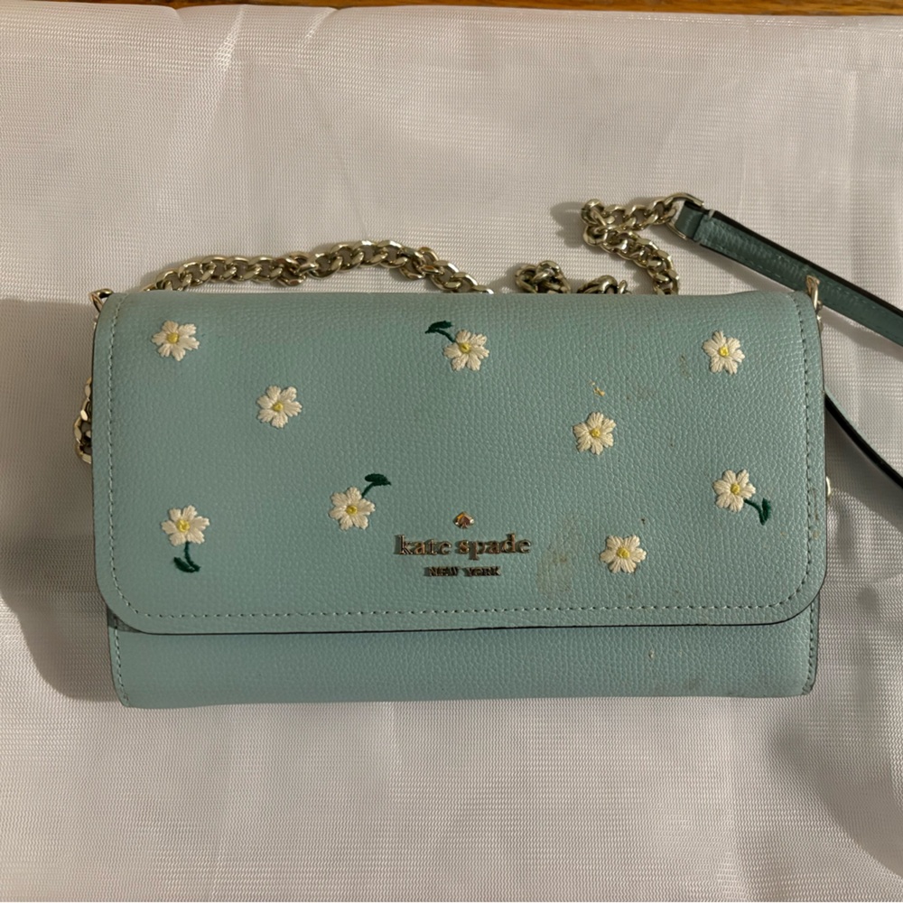 Kate Spade Mint Green Floral Clutch